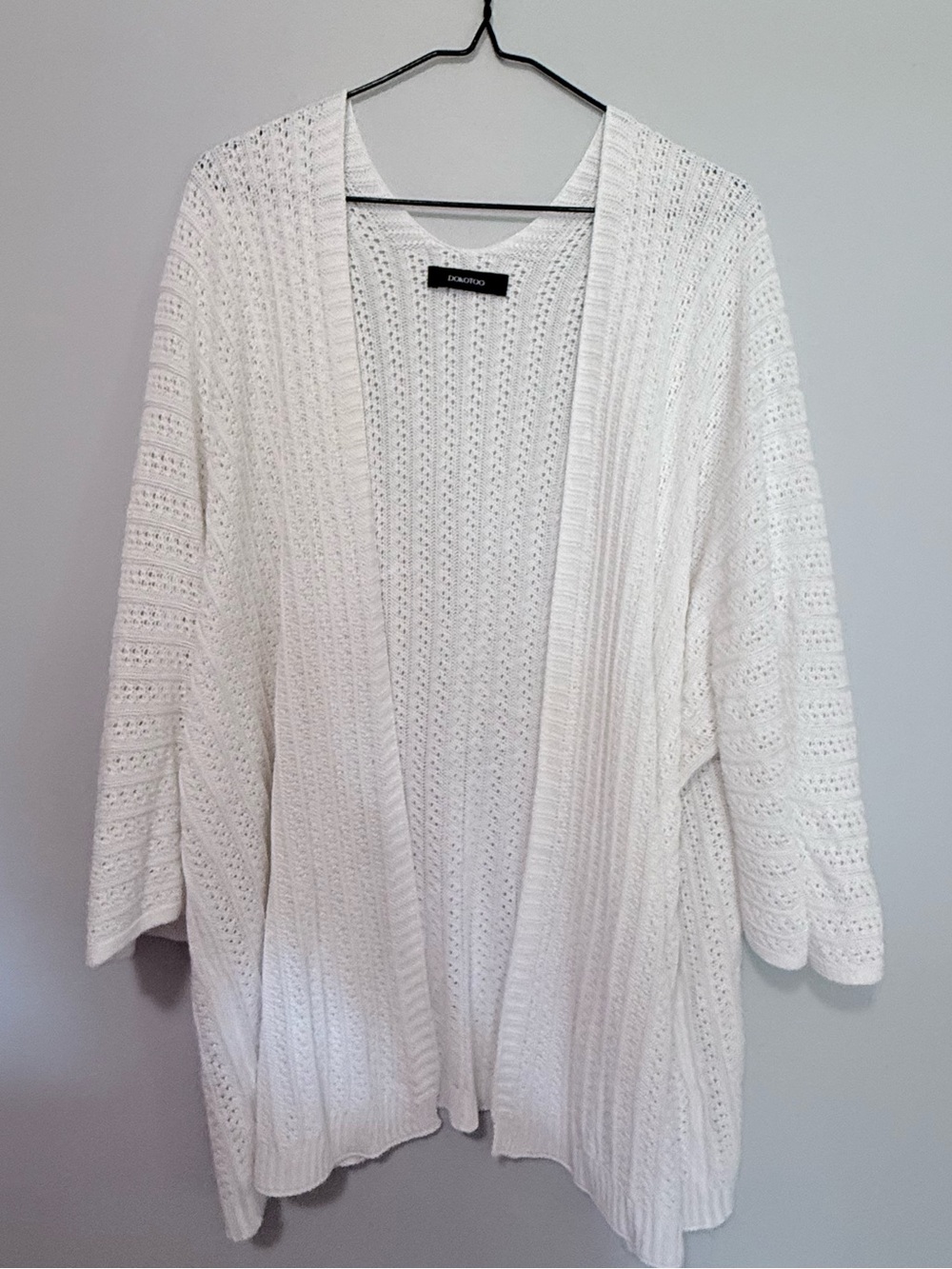 Open-Front OS White Knit Cardigan Sweater